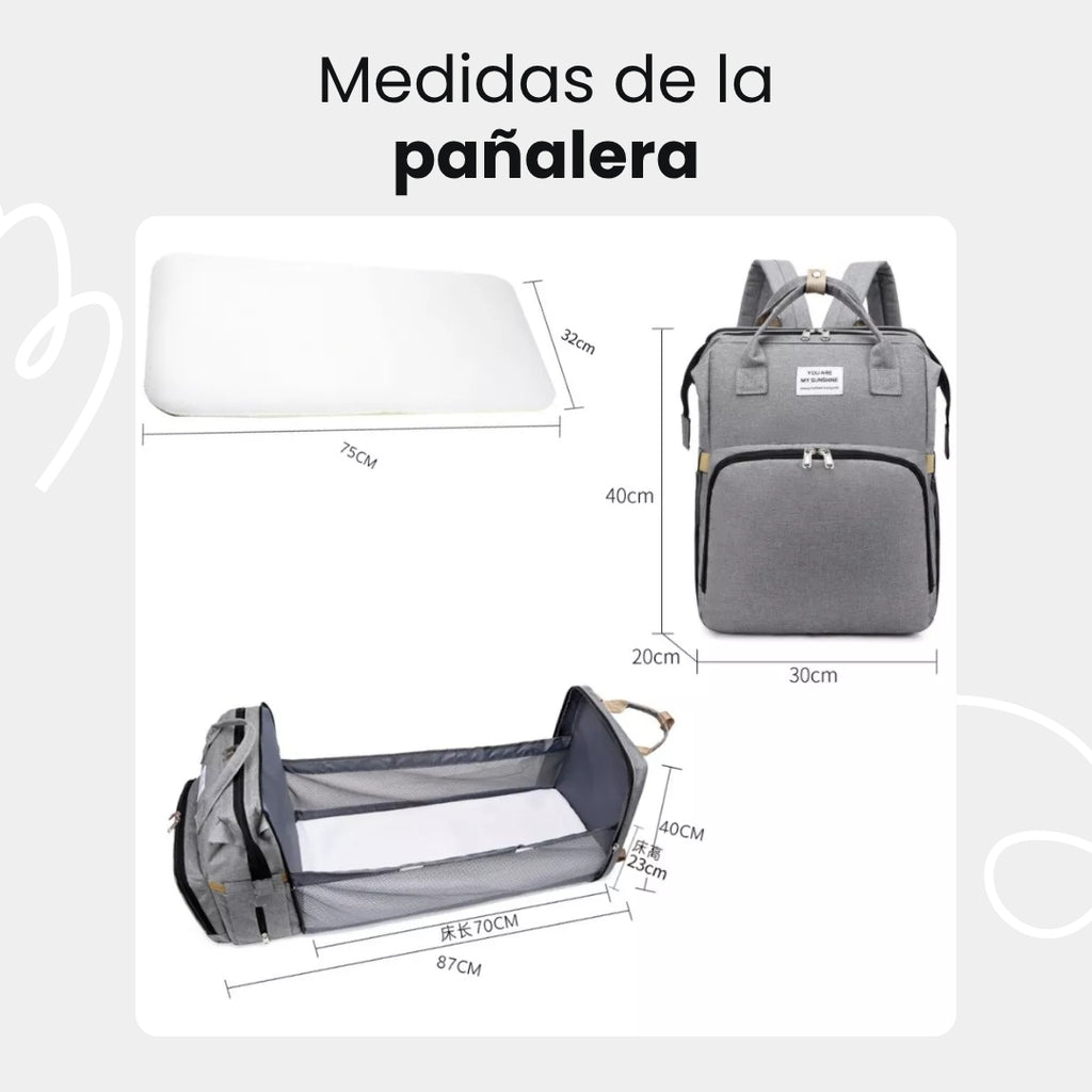 👶🍼 BabyCare 3 en 1 – Pañalera con Cambiador Plegable Multiuso