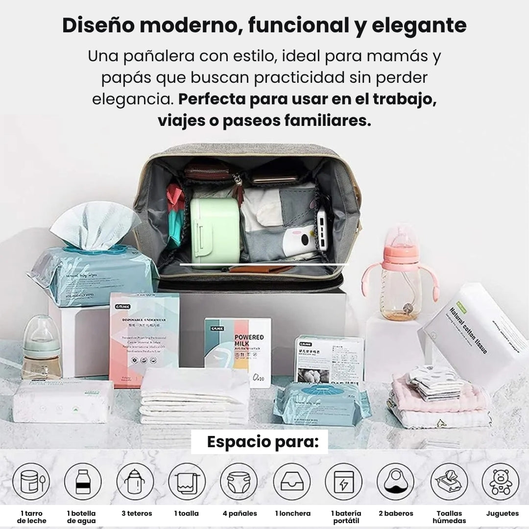 👶🍼 BabyCare 3 en 1 – Pañalera con Cambiador Plegable Multiuso