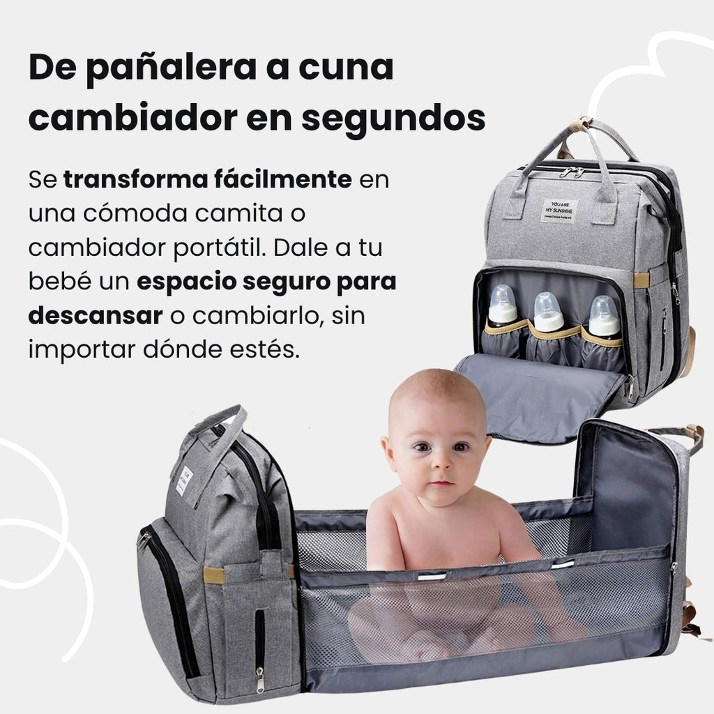 👶🍼 BabyCare 3 en 1 – Pañalera con Cambiador Plegable Multiuso