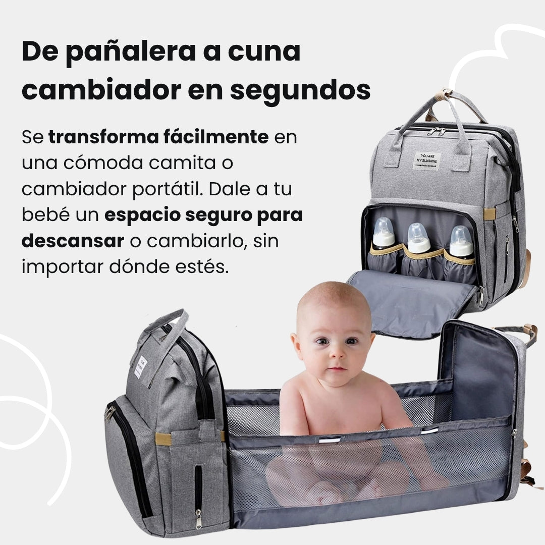 👶🍼 BabyCare 3 en 1 – Pañalera con Cambiador Plegable Multiuso