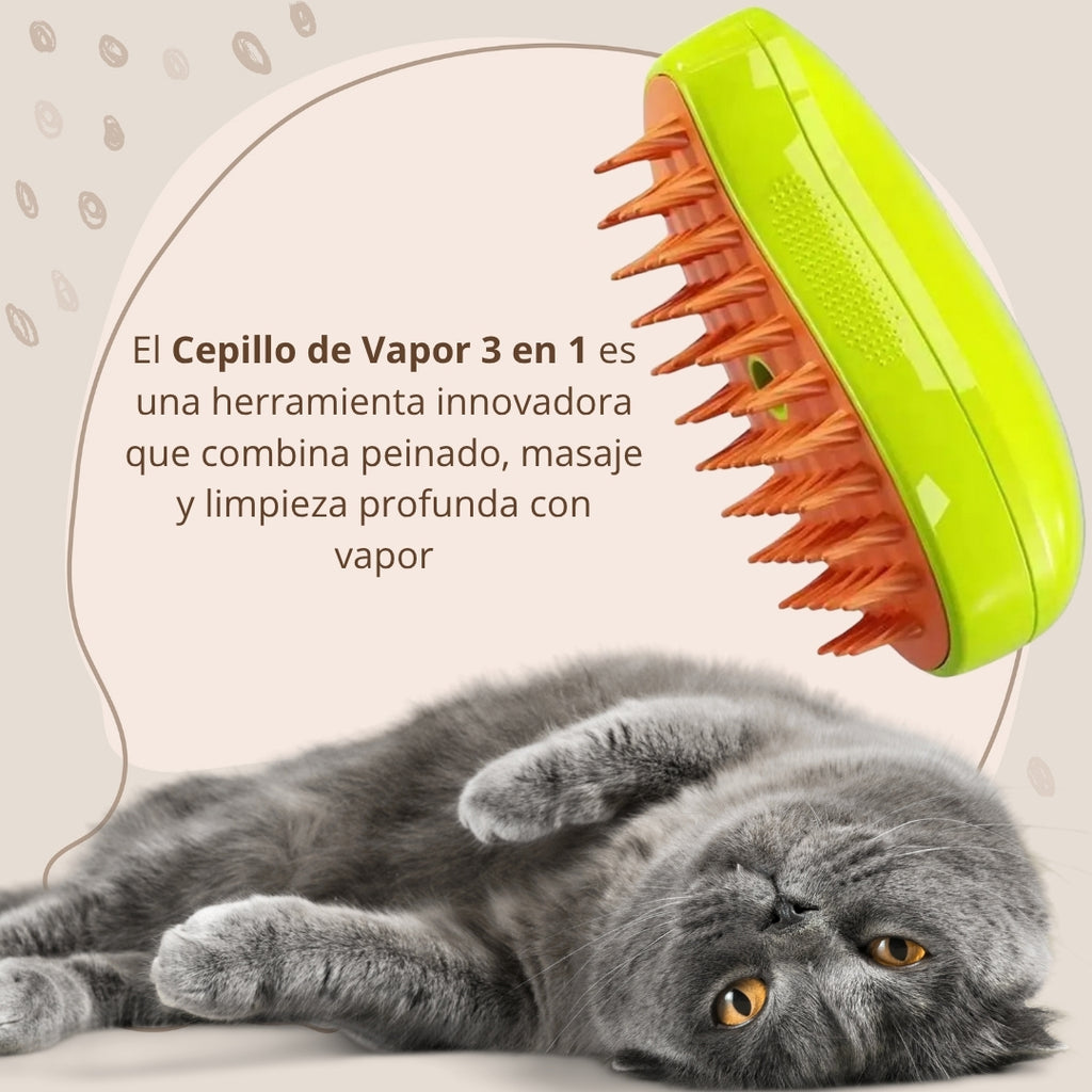 🐶🐱✨ Cepillo de Vapor 3 en 1 para Mascotas