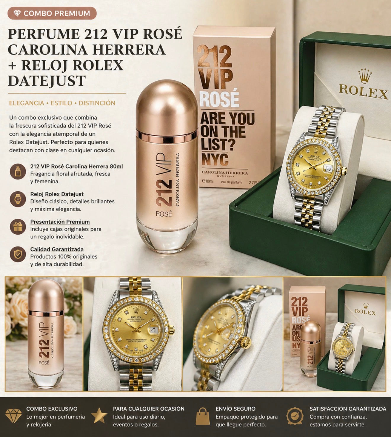 🌹⌚ Combo Date-Rose – Perfume + Reloj Elegante