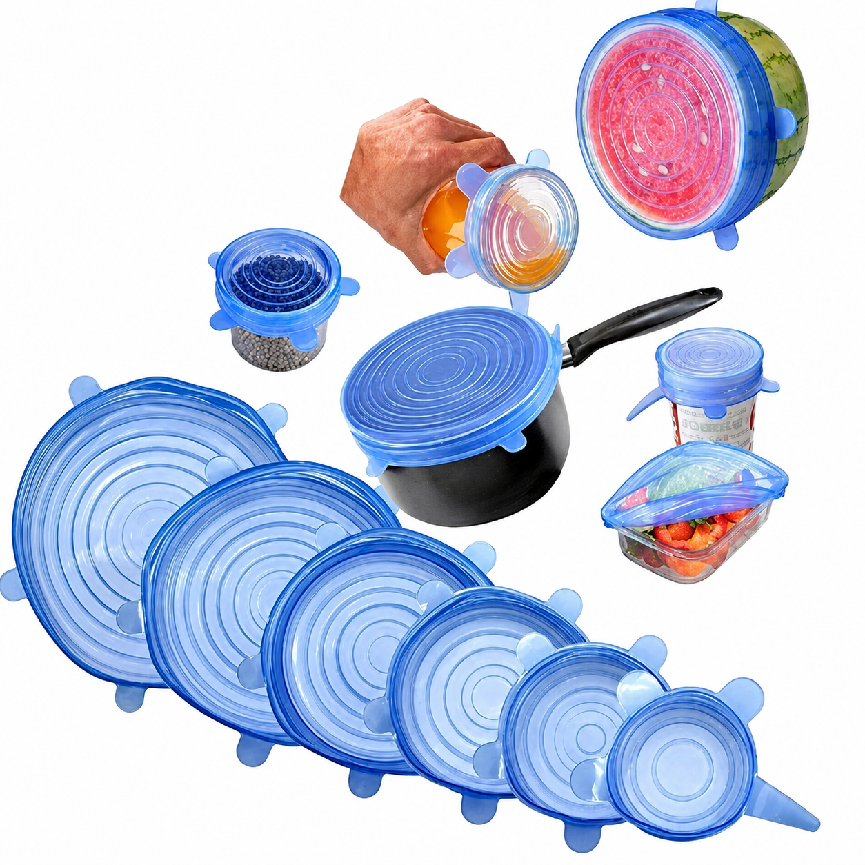 🥗 Tapas de Silicona Reutilizables Premium x6