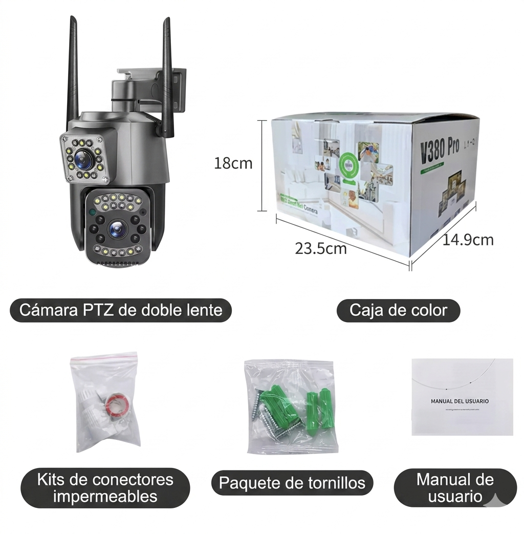📹🏡 Cámara de Seguridad V380 con Doble Visión WiFi