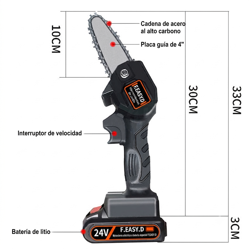 🪚⚡ Mini Motosierra Inalámbrica Recargable 24V